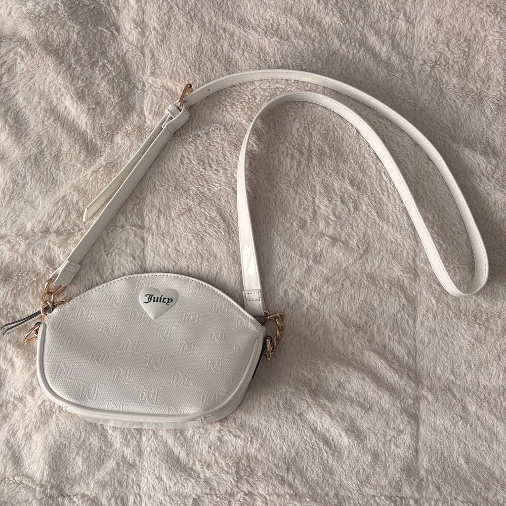 Juicy Couture White Embossed Logo Crossbody Bag Bundle | Includes Free Gift